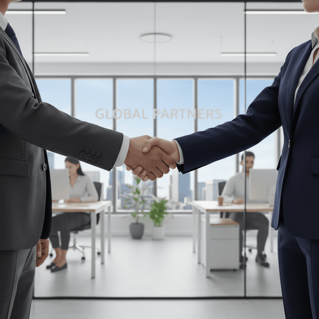 Business partnership handshake